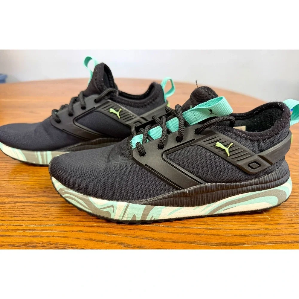 Puma‎ Pacer Next Excel Kids Sneakers Black Mint Green 368780-01 Size 4C